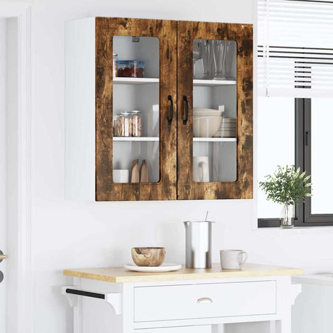 vidaXL Kitchen Wall Cabinet with Door 2 pcs Smoked Oak 40 x 31 x 80 cm