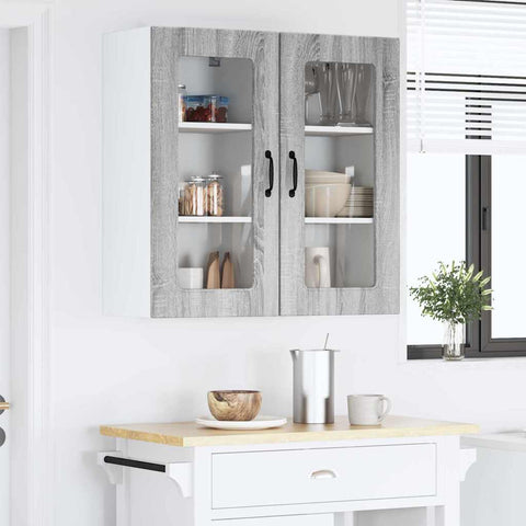 vidaXL Kitchen Wall Cabinet 2 pcs Grey Sonoma 40 x 31 x 80 cm