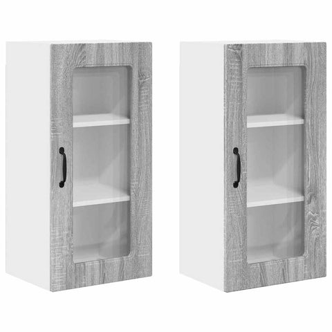 vidaXL Kitchen Wall Cabinet 2 pcs Grey Sonoma 40 x 31 x 80 cm