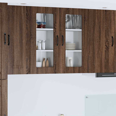 vidaXL Kitchen Wall Cabinet with Shelf 2 pcs Brown Oak 40 x 31 x 80 cm