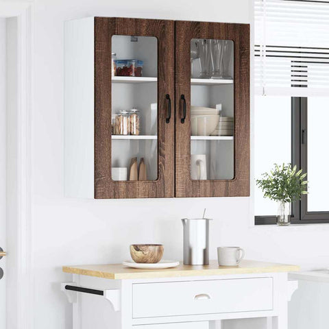 vidaXL Kitchen Wall Cabinet with Shelf 2 pcs Brown Oak 40 x 31 x 80 cm