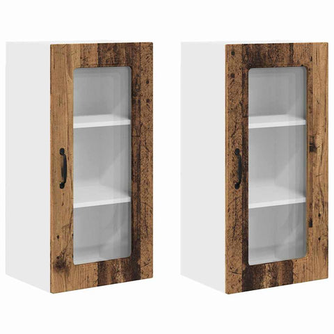vidaXL Kitchen Wall Cabinet with Shelf 2 pcs Old Wood 40 x 31 x 80 cm