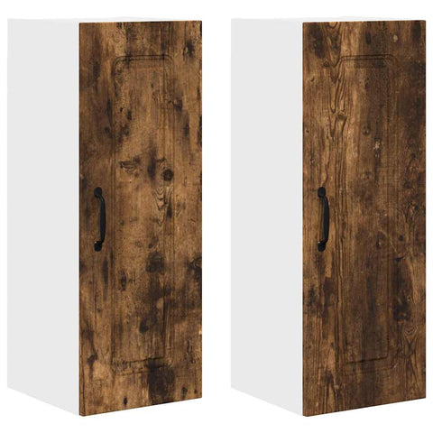 vidaXL Kitchen Wall Cabinet with Door 2 pcs Smoked Oak 30 x 31 x 80 cm