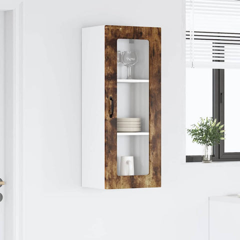 vidaXL Kitchen Wall Cabinet with Shelf Smoked Oak 40 x 31 x 100 cm