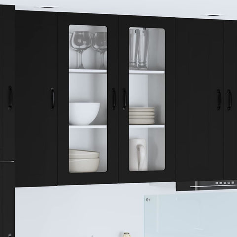 vidaXL Kitchen Wall Cabinet Black 80 x 31 x 100 cm Engineered Wood