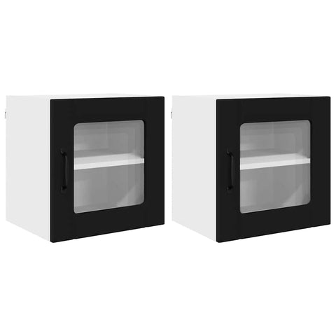 vidaXL Kitchen Wall Cabinet with Shelf 2 pcs Black 40 x 31 x 40 cm