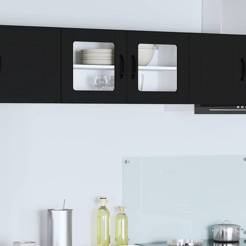 vidaXL Kitchen Wall Cabinet Black 80 x 31 x 40 cm Engineered Wood