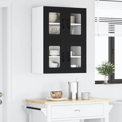 vidaXL Kitchen Wall Cabinet with Shelf 2 pcs Black 60 x 31 x 40 cm