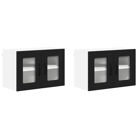 vidaXL Kitchen Wall Cabinet with Shelf 2 pcs Black 60 x 31 x 40 cm