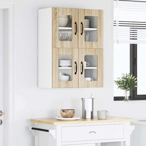 vidaXL Kitchen Wall Cabinet with Door 2 pcs Sonoma Oak 60 x 31 x 40 cm