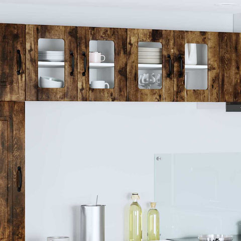 vidaXL Kitchen Wall Cabinet with Door 2 pcs Smoked Oak 60 x 31 x 40 cm