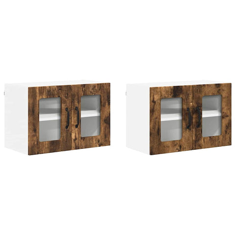 vidaXL Kitchen Wall Cabinet with Door 2 pcs Smoked Oak 60 x 31 x 40 cm