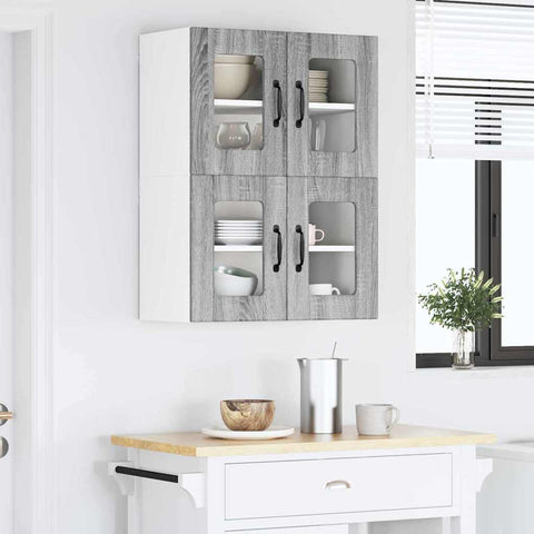 vidaXL Kitchen Wall Cabinet 2 pcs Grey Sonoma 60 x 31 x 40 cm