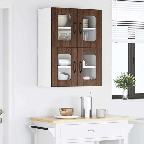 vidaXL Kitchen Wall Cabinet with Shelf 2 pcs Brown oak 60 x 31 x 40 cm