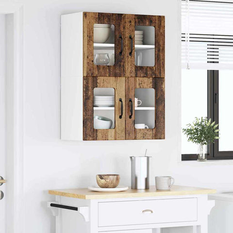 vidaXL Kitchen Wall Cabinet with Shelf 2 pcs Old Wood 60 x 31 x 40 cm