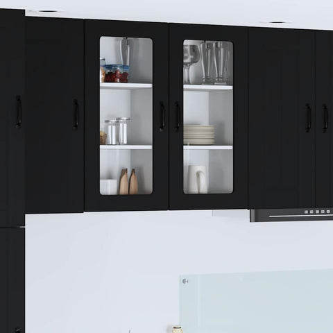 vidaXL Kitchen Wall Cabinet Black 40 x 31 x 80 cm Engineered Wood