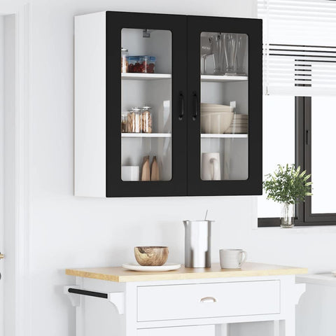 vidaXL Kitchen Wall Cabinet Black 40 x 31 x 80 cm Engineered Wood