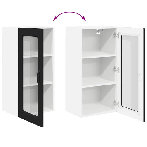 vidaXL Kitchen Wall Cabinet Black 40 x 31 x 80 cm Engineered Wood