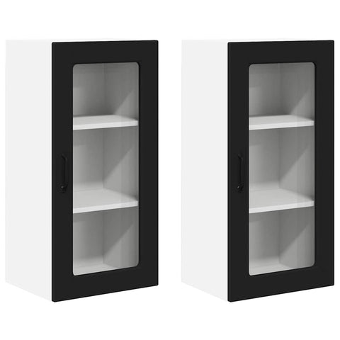 vidaXL Kitchen Wall Cabinet with Shelf 2 pcs Black 40 x 31 x 80 cm