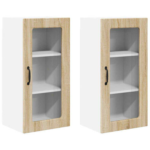 vidaXL Kitchen Wall Cabinet with Door 2 pcs Sonoma Oak 40 x 31 x 80 cm