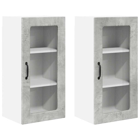 vidaXL Kitchen Wall Cabinet 2 pcs Concrete Grey 40 x 31 x 80 cm
