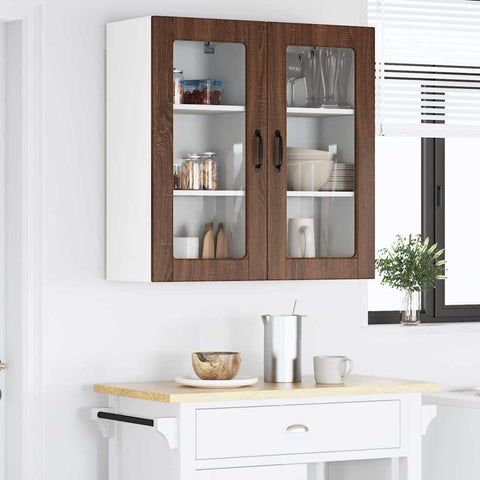 vidaXL Kitchen Wall Cabinet Brown Oak 40 x 31 x 80 cm Engineered Wood