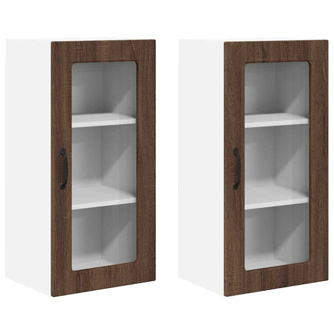 vidaXL Kitchen Wall Cabinet with Shelf 2 pcs Brown Oak 40 x 31 x 80 cm