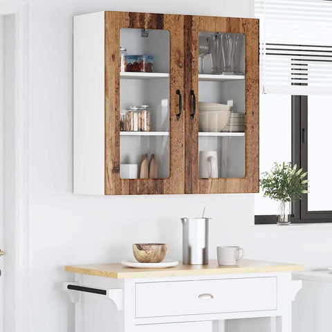 vidaXL Kitchen Wall Cabinet with Shelf 2 pcs Old Wood 40 x 31 x 80 cm