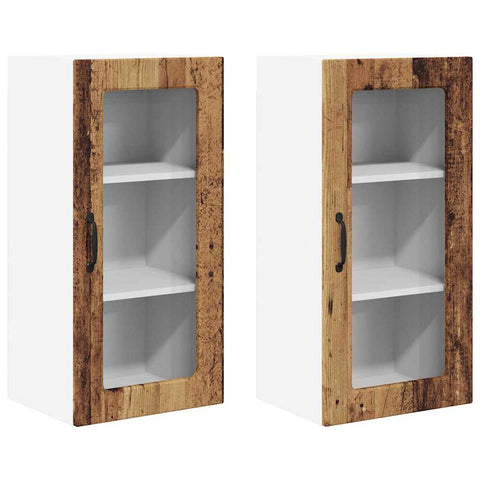 vidaXL Kitchen Wall Cabinet with Shelf 2 pcs Old Wood 40 x 31 x 80 cm
