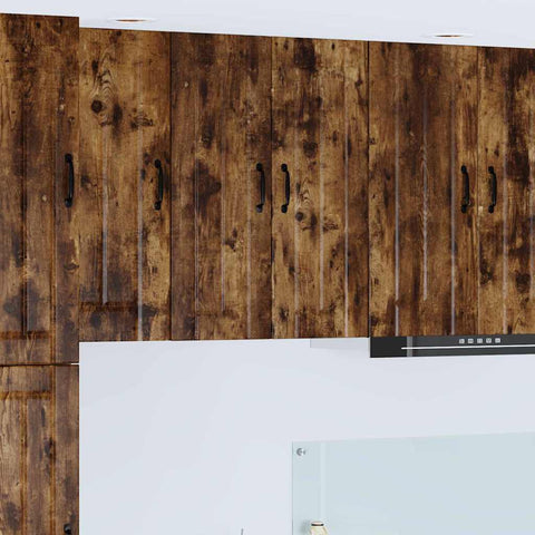vidaXL Kitchen Wall Cabinet with Door 2 pcs Smoked Oak 30 x 31 x 80 cm