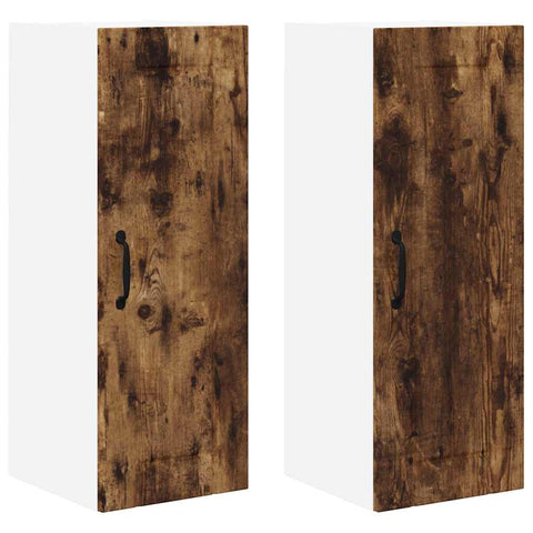 vidaXL Kitchen Wall Cabinet with Door 2 pcs Smoked Oak 30 x 31 x 80 cm