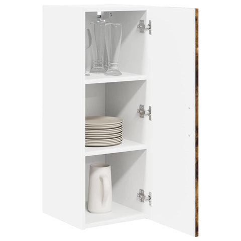 vidaXL Kitchen Wall Cabinet with Door 2 pcs Smoked Oak 30 x 31 x 80 cm