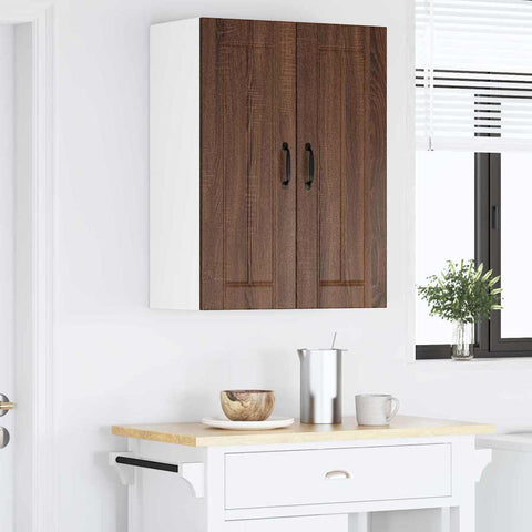 vidaXL Kitchen Wall Cabinet with Shelf 2 pcs Brown Oak 30 x 31 x 80 cm
