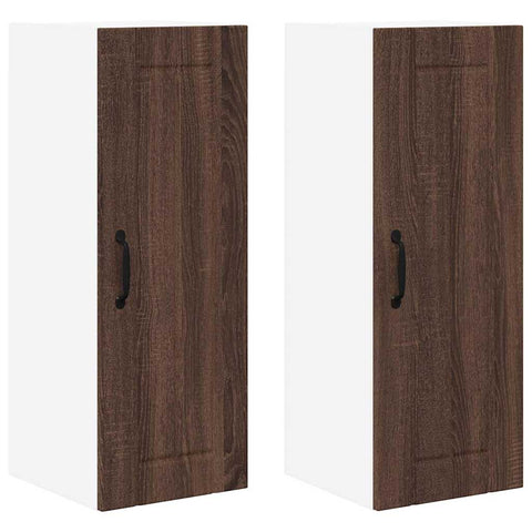 vidaXL Kitchen Wall Cabinet with Shelf 2 pcs Brown Oak 30 x 31 x 80 cm