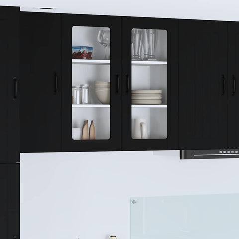 vidaXL Kitchen Wall Cabinet Black 80 x 31 x 80 cm Engineered Wood