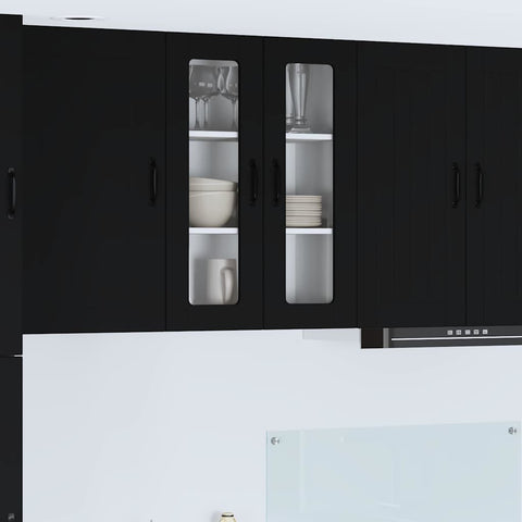 vidaXL Kitchen Wall Cabinet Black 60 x 31 x 80 cm Engineered Wood