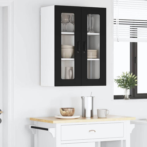 vidaXL Kitchen Wall Cabinet Black 60 x 31 x 80 cm Engineered Wood