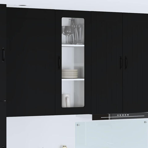 vidaXL Kitchen Wall Cabinet Black 40 x 31 x 100 cm Engineered Wood