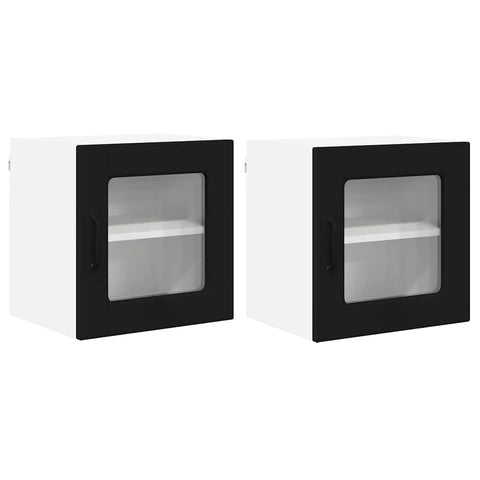 vidaXL Kitchen Wall Cabinet with Shelf 2 pcs Black 40 x 31 x 40 cm
