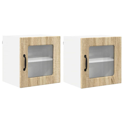 vidaXL Kitchen Wall Cabinet with Door 2 pcs Sonoma Oak 40 x 31 x 40 cm