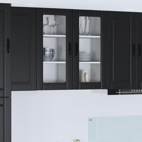 vidaXL Kitchen Cabinet 2 pcs Black 40 x 31 x 80 cm Engineered Wood
