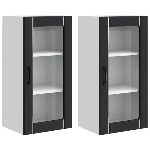 vidaXL Kitchen Cabinet 2 pcs Black 40 x 31 x 80 cm Engineered Wood