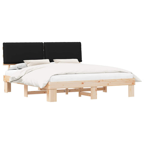 vidaXL Bed Frame with Upholstered Headboard Black 200 x 200 cm