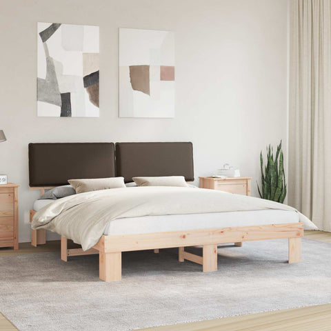 vidaXL Bed Frame with Upholstered Headboard Taupe 200 x 200 cm