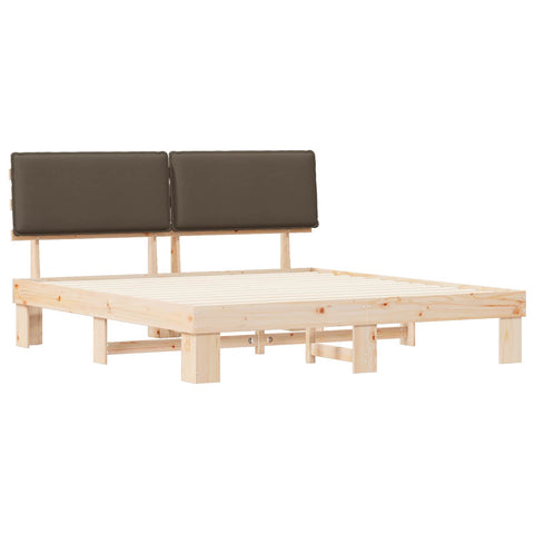 vidaXL Bed Frame with Upholstered Headboard Taupe 200 x 200 cm