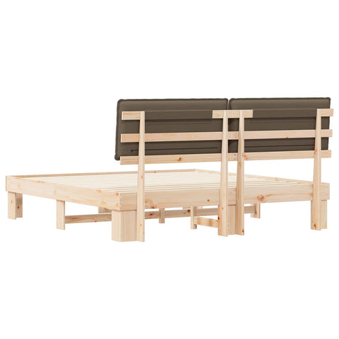 vidaXL Bed Frame with Upholstered Headboard Taupe 200 x 200 cm