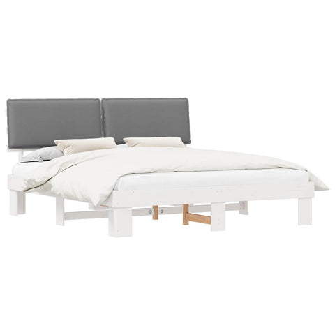 vidaXL Bed Frame with Upholstered Headboard Light Grey 200 x 200 cm