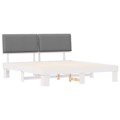 vidaXL Bed Frame with Upholstered Headboard Light Grey 200 x 200 cm