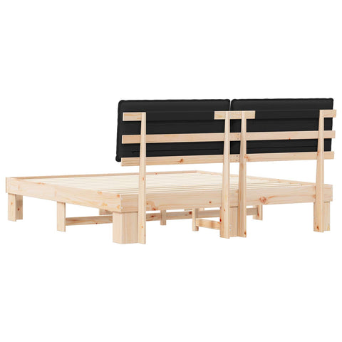 vidaXL Bed Frame with Upholstered Headboard Black 180 x 200 cm