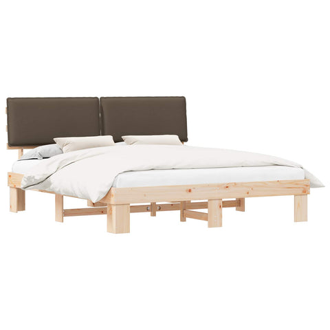 vidaXL Bed Frame with Upholstered Headboard Taupe 180 x 200 cm